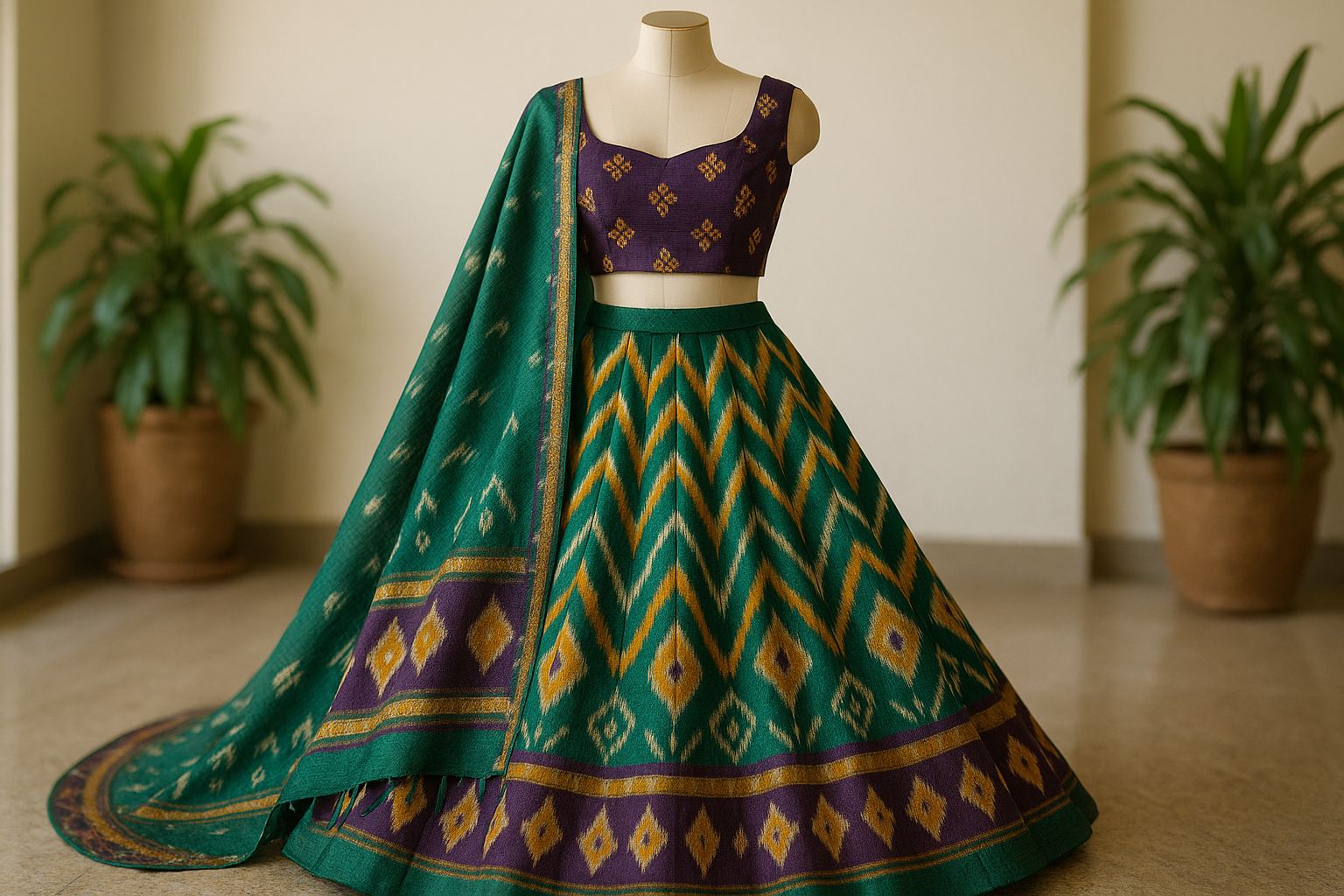 ikkat lehenga